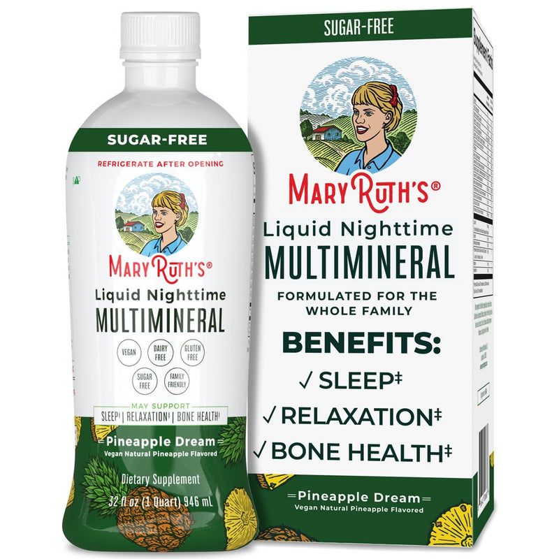 Maryruth Organics | Multimineral Supplement | Sleep Support, Relaxation, Bone Health for Adults & Kids | Pineapple Flavor | Vegan | Gluten Free | Sugar Free | 32 Servings