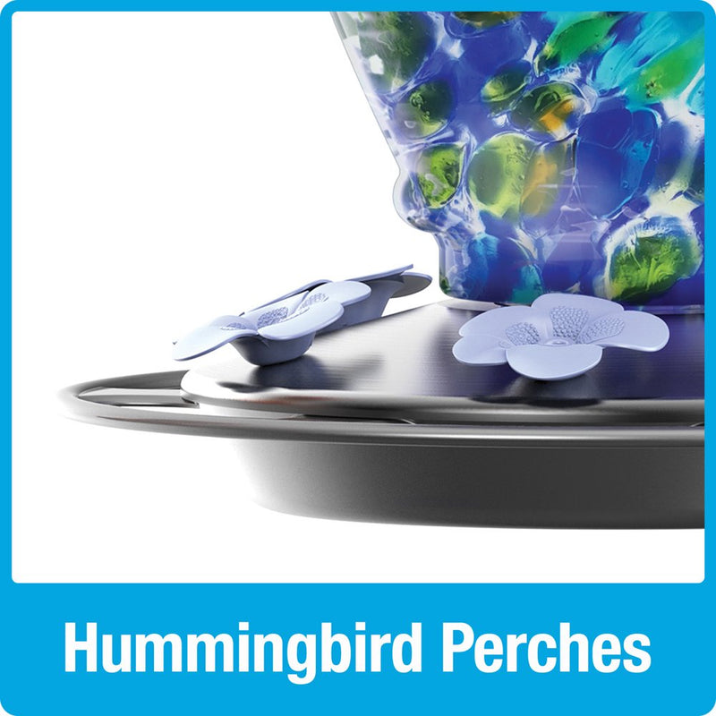 Nature'S Way Artisan Glass Gravity Hummingbird Feeder 28 Oz, Spring Rain