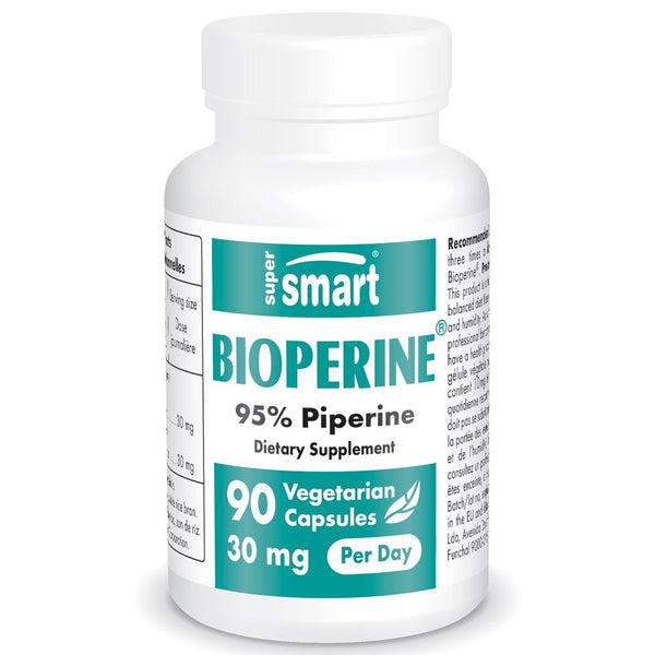 Supersmart - Bioperine 30 Mg per Day - 95% Piperine Supplement - Black Pepper Extract - Enhance Absorption | Non-Gmo & Gluten Free - 90 Vegetarian Capsules