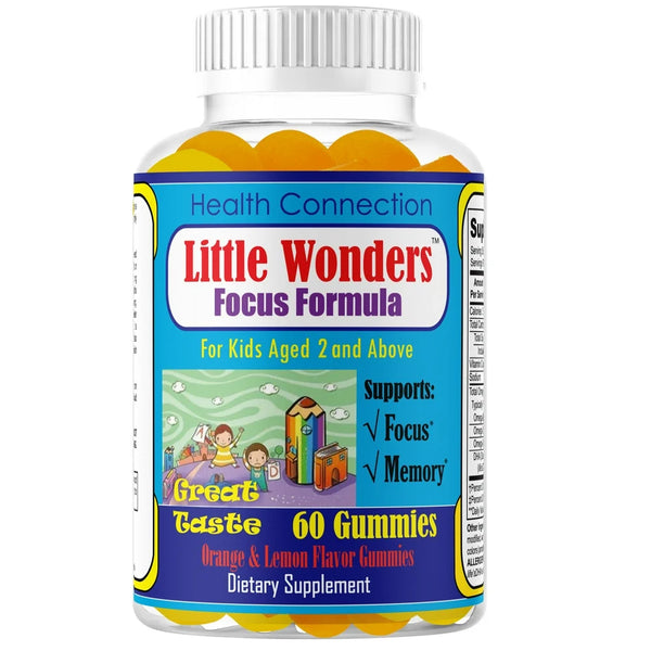 Little Wonders Brain Booster Supplement Focus Gummies for Kids & Teens Brain Support Gummy Vitamins for Kids, Memory Supplement for Brain, Kids Omega 3 Gummies, Focus Supplement 1 Bottle 60 Ct