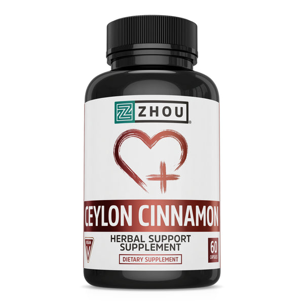 Zhou Heart Hero | Supports Blood Sugar, Heart Health and Joint Mobility | True Cinnamon Native to Sri Lanka | 30 Servings, 60 CT