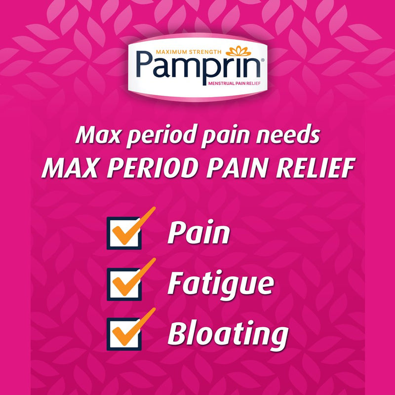 Pamprin Maximum Strength Max Pain + Energy Formula Menstrual Pain Relief Caplets 24 Ct