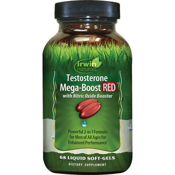Testosterone Mega-Boost RED for Men - Nitric Oxide Booster for Enhanced Performance (68 Liquid Softgels)