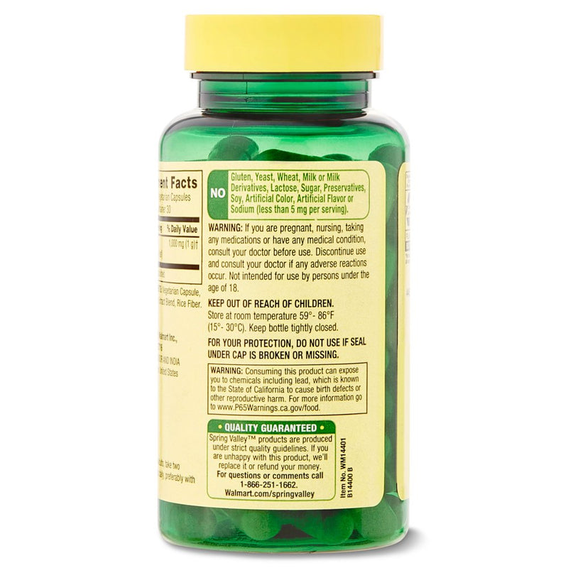 Spring Valley Moringa Oleifera, Dietary Supplement, Capsule, 1,000 Mg, 60 Count