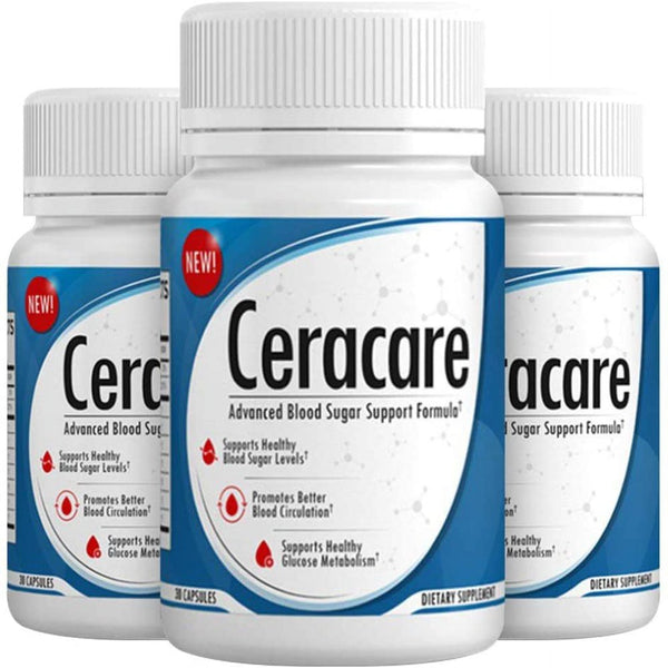 Ceracare - Advanced Blood Sugar Support Formula - Pills for Healthy Blood Sugar Levels - Promotes Better Blood Circulation and Healthy Glucose Metabolism - 180 Capsules (3 Pack)