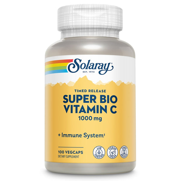 Solaray Super Bio Buffered Vitamin C 1000 Mg with Bioflavonoids, Timed Release Immune Support, 50 Servings, 100 Vegcaps