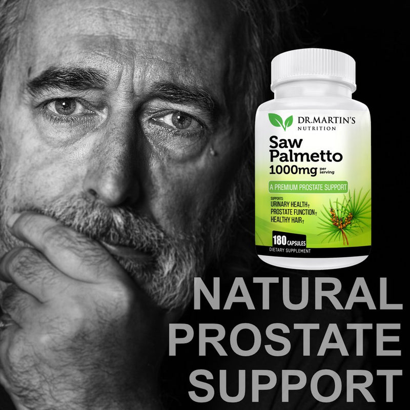 USA Grown 1000Mg Saw Palmetto Supplement | 180 Capsules for Prostate Health | Hair Growth for Men & Women | Help Maintain Normal Urination Frequency & Natural DHT Blocker to Help Prevent Hair Loss DR.