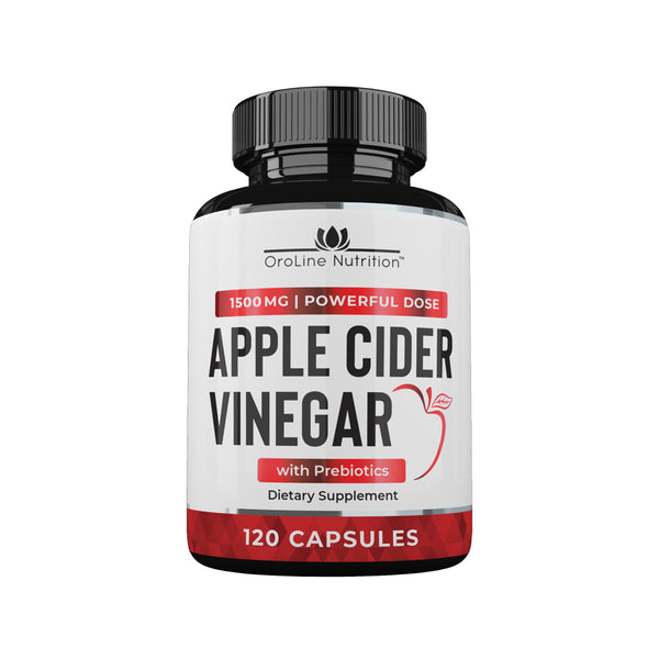 Organic Apple Cider Vinegar Capsules (120 Capsules | 1500 Mg) with Prebiotics | Apple Cider Vinegar Pills | Fiber Supplement for Immune Support & Gut Health