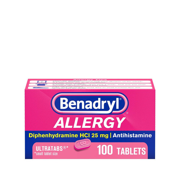 Benadryl Ultratabs Antihistamine Cold & Allergy Relief Tablets, 100Ct