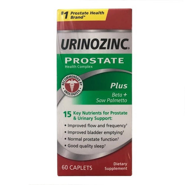 Urinozinc Prostate Health Complex plus with Beta+ Saw Plametto Caplets, 60 Ea, 2 Pack