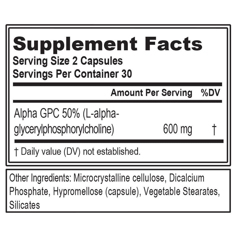 Alpha GPC 600Mg Nootropics Brain Support Supplement - Evlution Nutrition Alpha-Gpc Capsules 60Ct