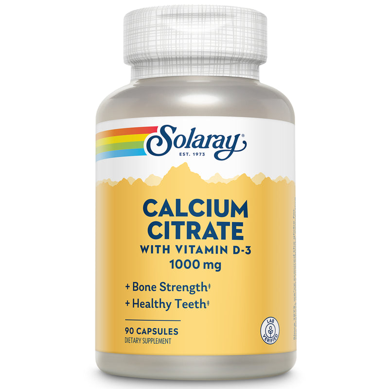Solaray Calcium Citrate with Vitamin D-3 1000Mg | for Healthy Bones & Teeth, Cardiovascular, Muscle & Nerve Function | Enhanced Absorption | 90 Ct