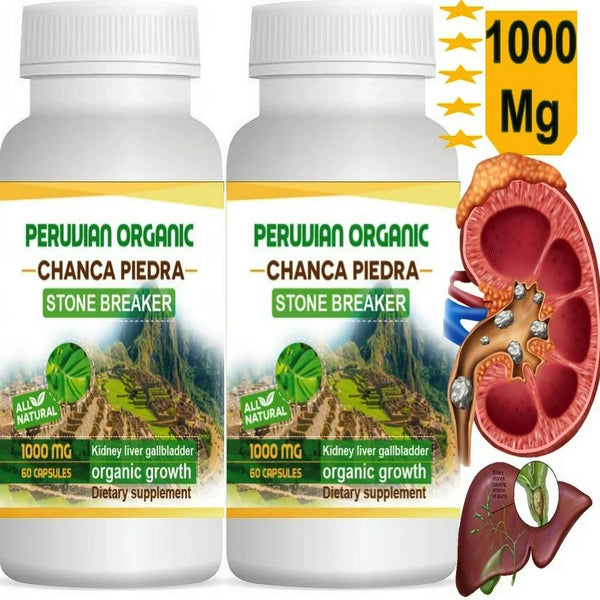 Chanca Piedra Stone Breaker Kidney Liver Gallstones Pill1000Mg 60 Capsules Pack of 2 120 Capsules