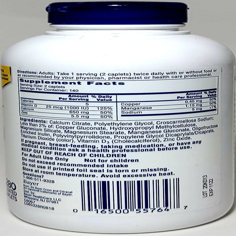 Citracal Calcium Supplement Maximum plus + D3. 280 Coated Caplets.