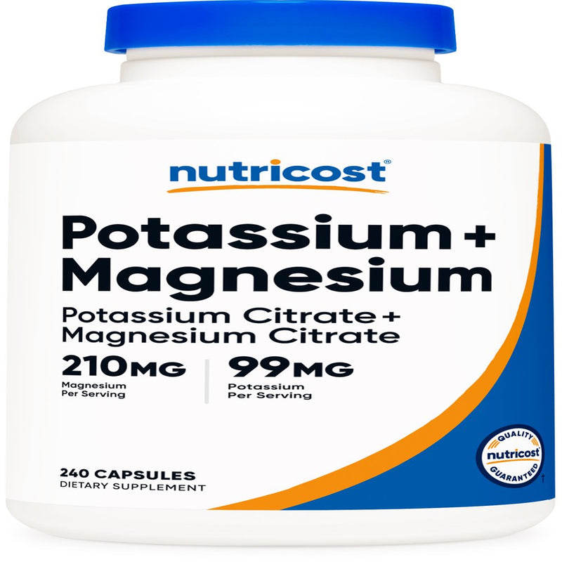 Nutricost Potassium (99 Mg) Magnesium (210 Mg) Citrates, 240 Capsules - Supplement