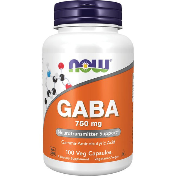 NOW Supplements, GABA (Gamma-Aminobutyric Acid) 750Mg, Neurotransmitter Support*, 100 Veg Capsules