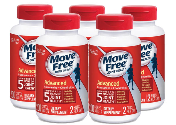 5 Pack | Schiff Move Free Advanced Joint Supplement, 200 Tablets