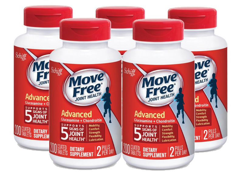 5 Pack | Schiff Move Free Advanced Joint Supplement, 200 Tablets