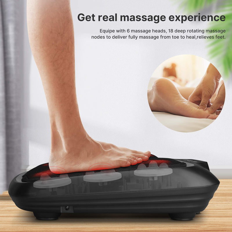 RENPHO Foot Massager with Heat, Shiatsu Heated Electric Foot Massager, Deep Kneading Feet & Back Massager for Muscle Pain Relief, Plantar Fasciitis, Home and Office Use Fit Size Feet up to 14