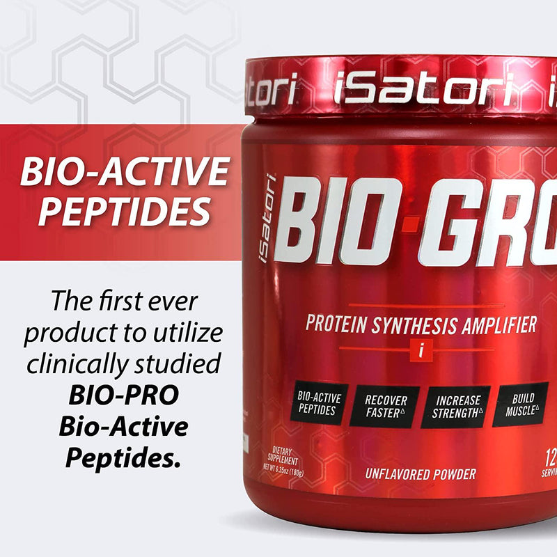 iSatori Bio-GRO Protein Synthesis Amplifier - Build Lean Muscle, Speed Recovery and Increase Strength - Bio-Active Proline-Rich Peptides Post Workout Muscle Builder - Unflavored (120 Servings)