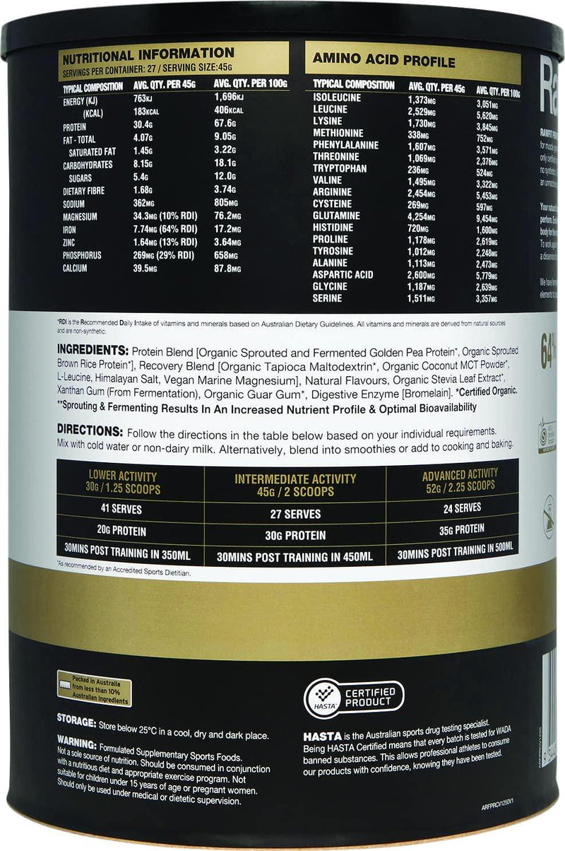 ia Creamy Vanilla RawFIT Plant Protein Perform and Recover Powder 1.25 kg