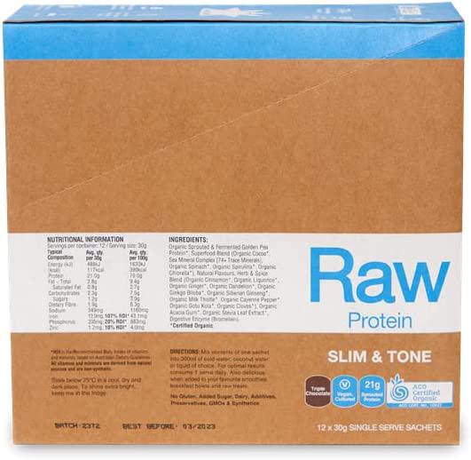 ia Triple Chocolate Raw Protein Slim and Tone Powder Counter Display Unit, 12 Pack