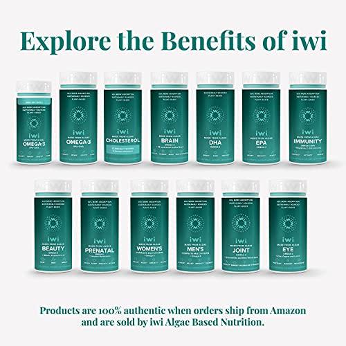 iwi Brain Booster Supports Mental Sharpness and Cognitive Wellness for Focus, Mood, Performance and Memory | Vegan Algae Omega 3 + PS and Green Coffee Bean Extract, EPA, DHA and Vitamin B6 | 30 Day Supply