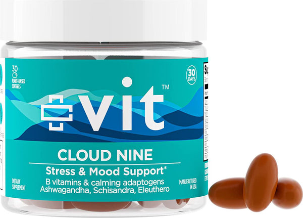 vit Cloud Nine Stress and Mood Support Ashwagandha and Calming Herbal AdaptogensÂ | Natural Anti-Anxiety Relief and Destress Formula | 100% Plant-Based, Vegan, Non-GMO Softgels