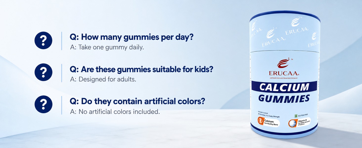 Calcium Gummies with Vitamin D, Phosphorus & Vitamin K | Orange Flavour | 30 Gummies | Gluten Free | Daily Calcium Gummies for Adults