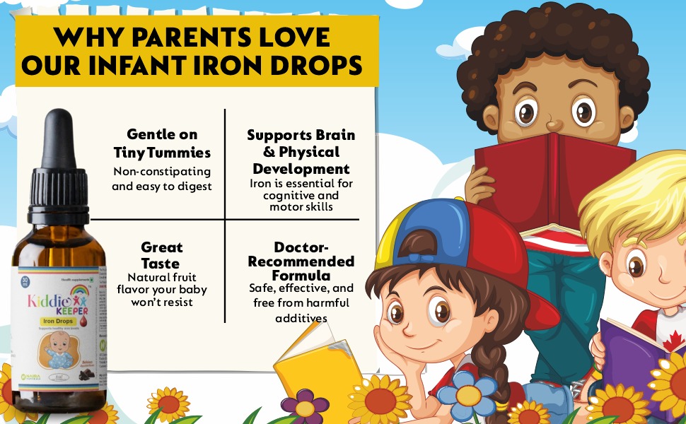 Iron Drops for Infants | Supports Healthy Iron Levels, Growth & Energy | Chocolate Flavour | FSSAI Approved | Baby Health Supplement | 30 Ml