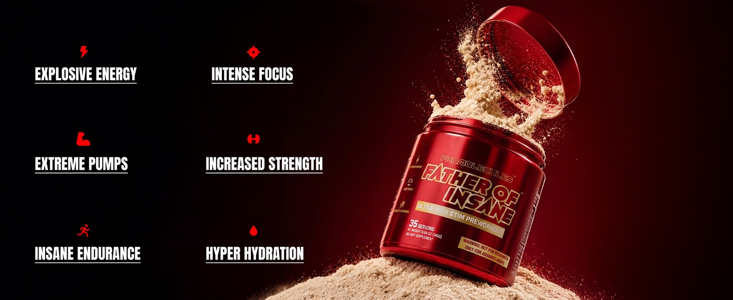 Father of Pre Workout Powder (Fruit Punch, 245g, 35 Servings) | High Performance Sports Supplement for Focus, Strength, Pump, and Endurance | For Advanced Fitness Enthusiasts