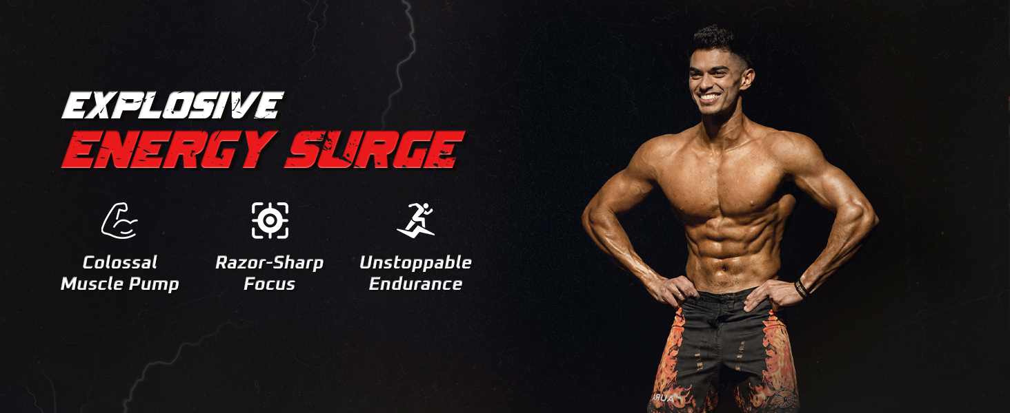MuscleBlaze Pre Workout WrathX Powder, Fruit Fury, 540g | 30 Servings