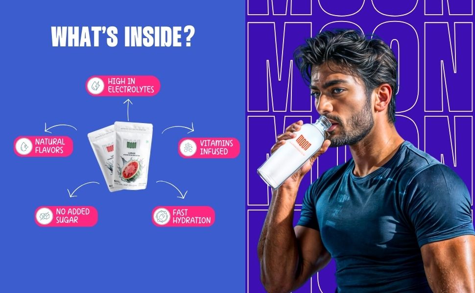 Moon Lunar Lychee hydration Booster | 100% Natural & Healthy Electrolytes Mix | Instant Hydration Pack of 6 (16g Sachets)