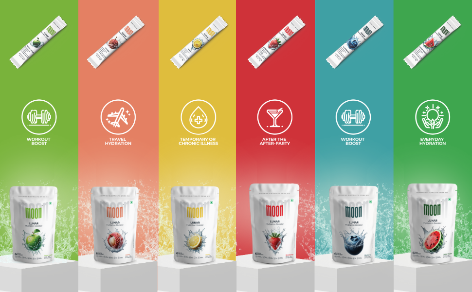Moon Lunar Lychee hydration Booster | 100% Natural & Healthy Electrolytes Mix | Instant Hydration Pack of 6 (16g Sachets)