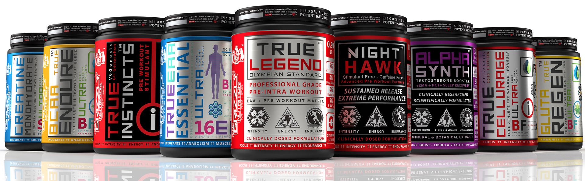 Grizzly Nutrition True Legend Olympian Grade Pre Workout Powder, Energy, Focus & Muscle Pump with L-Citrulline, Beta Alanine, Creatine, Caffeine, 450g+30g Energy Pack, Kiwi Crisp, Lab Researched
