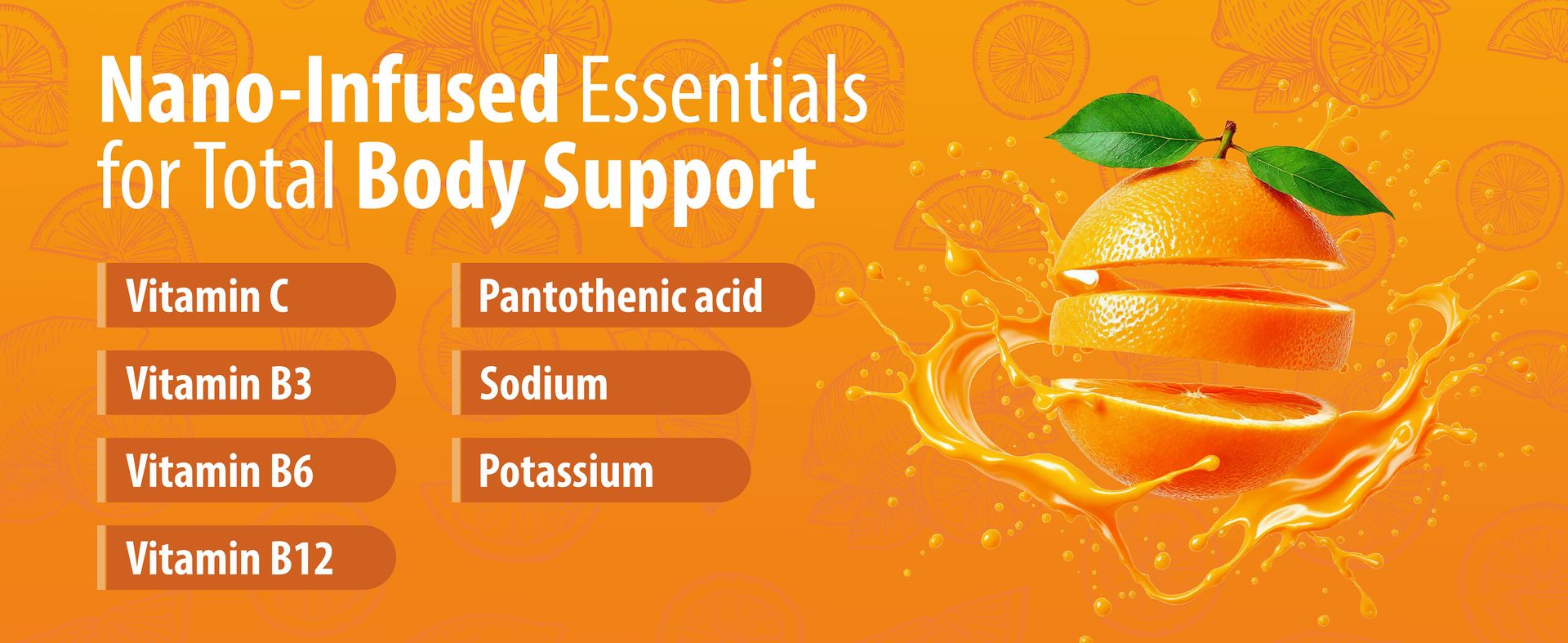 Sainebio Nano Electrolyte Powder – 18 Tangy Orange Flavor Sachets | Hydration & Recovery Drink with Potassium, Vitamin C & B-Complex | Supports Energy, Electrolyte Balance & Immunity