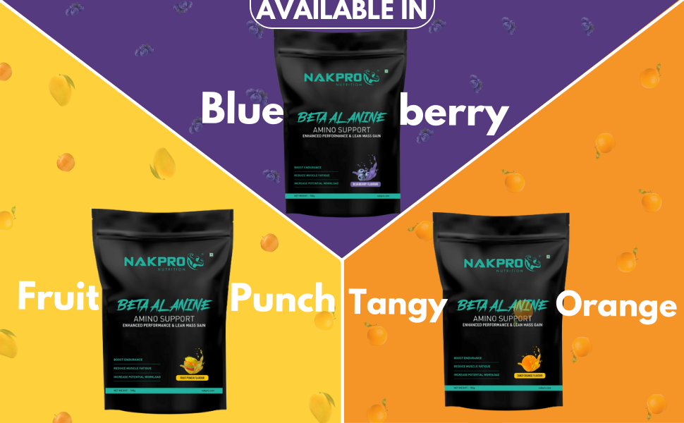 Nakpro Beta Alanine Supplement Powder| Muscle Building Amino Acid, Faster Recovery, Reduce Fatigue & Build Endurance, Pre Workout supplement for Men & Women -100g FruitPunch, (33 Servings)