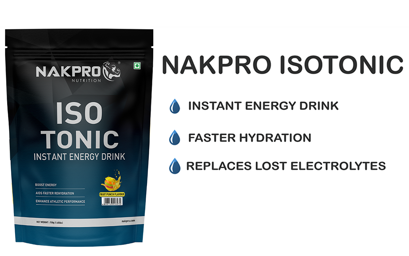 NAKPRO Isotonic Instant Energy Drink | 482mg Electrolytes, 128g Energy, 340mg BCAA per serving, Instant Hydration Electrolytes (750g, Tangy Orange)