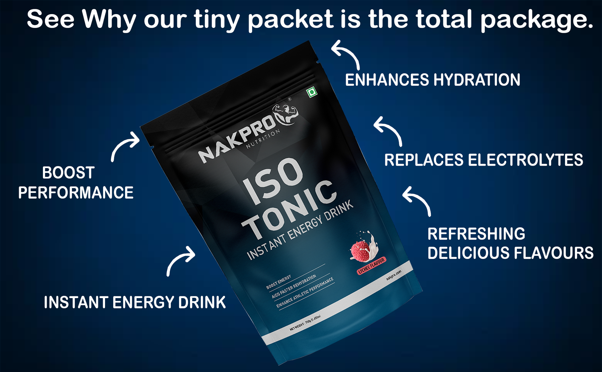 NAKPRO Isotonic Instant Energy Drink | 482mg Electrolytes, 128g Energy, 340mg BCAA per serving, Instant Hydration Electrolytes (750g, Tangy Orange)
