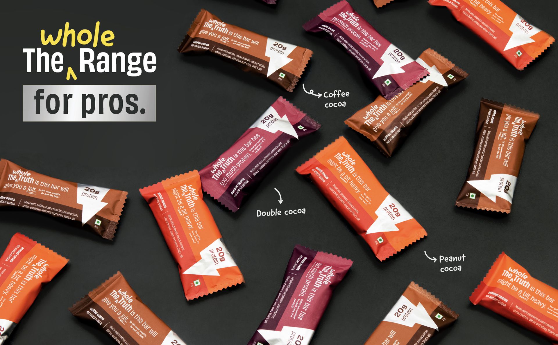 The Whole Truth - High Protein Coffee Cocoa 20g Protein Bar - Pack of 5 x 67g each - - No Preservatives - No Artificial Flavours - All Natural (Hazelnut Cocoa)