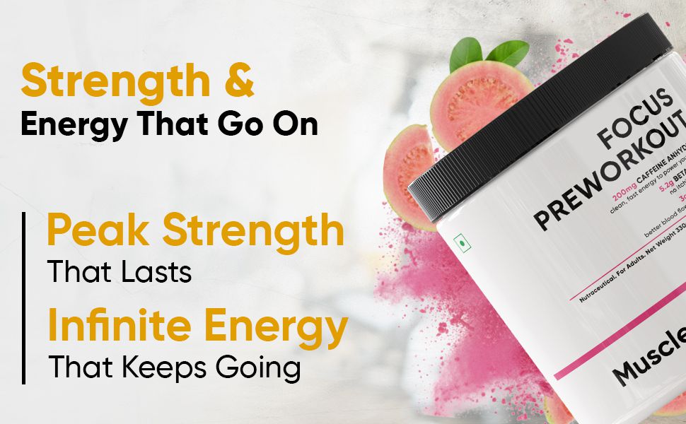 MuscleSmith Focus Pre Workout Powder| 200mg Caffeine, 5.2g Beta Alanine, 3g L-Citrulline, Choline & Taurine | Energy, Focus & Muscle Pump for Men & Women |Magical Mango | 30 Servings [11g Per Scoop]