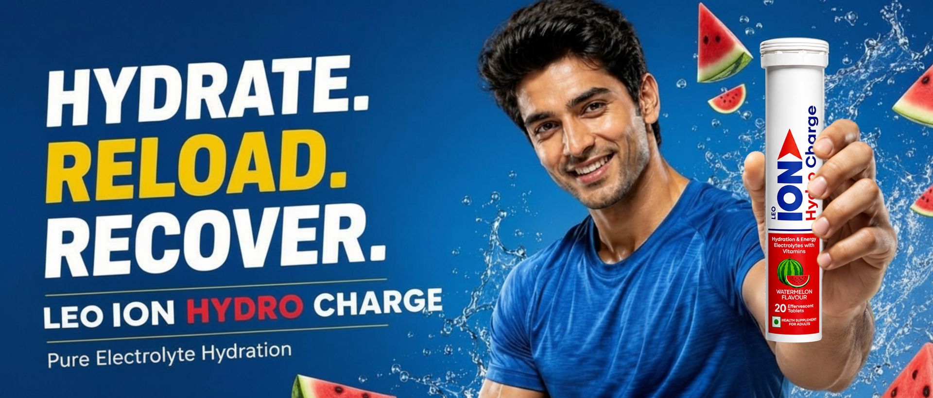 Hydro Charge Electrolytes | Watermelon | 20 Effervescent Tablets