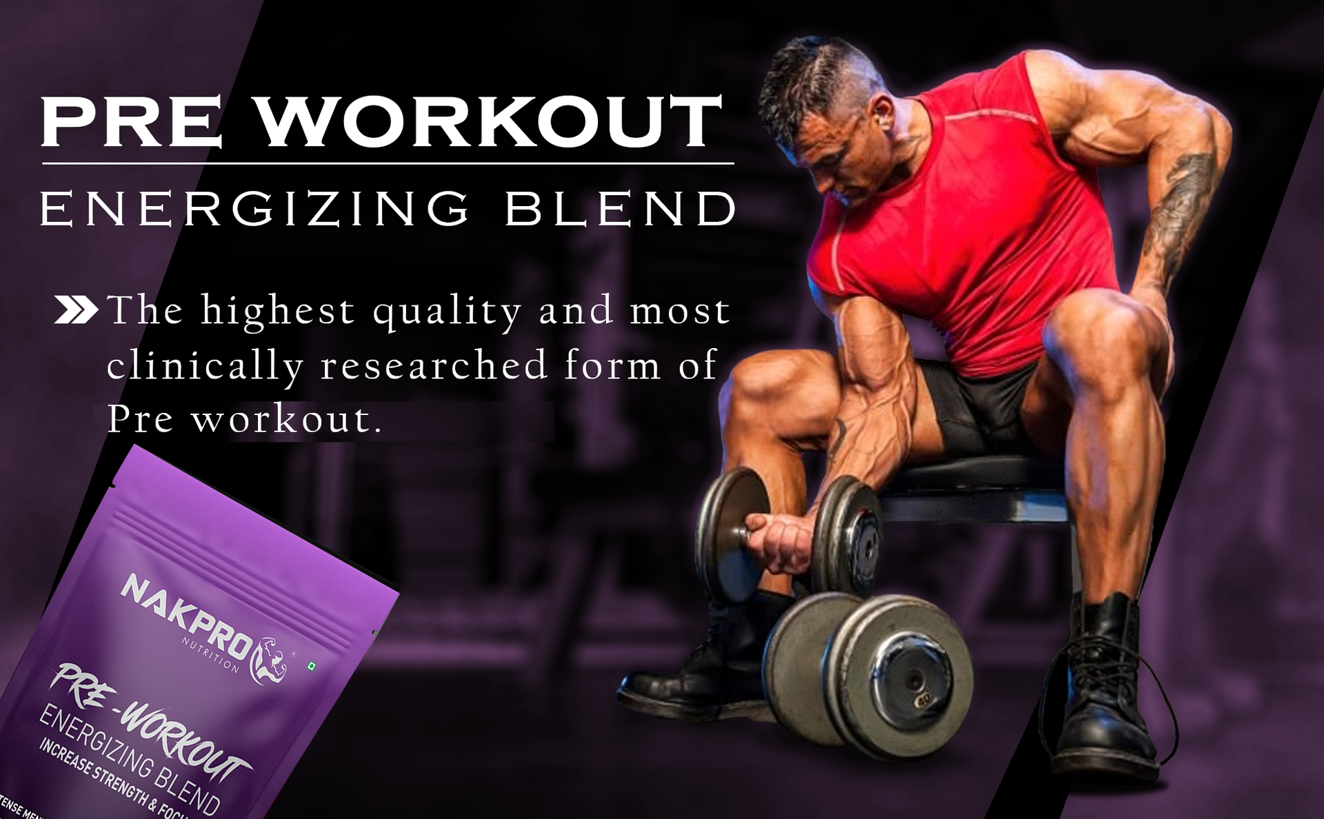 Nakpro Pre Workout Supplement with 100mg Caffeine, 1200mg Creatine Monohydrate and 1200mg Citrulline | Helps in Lean Muscle Building, Improves Workout Performance - 20 Servings (Fruit Punch, 100g)