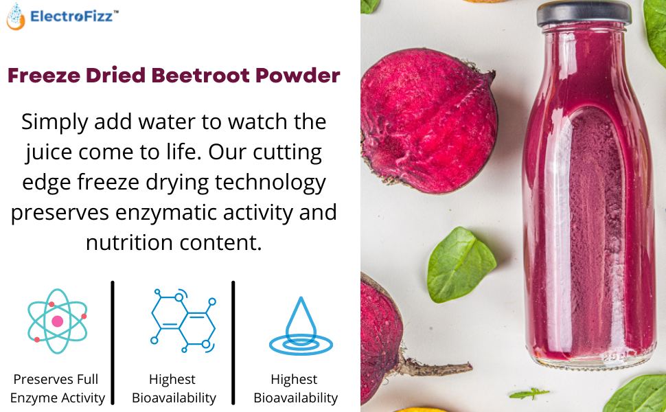 Freeze Dried Beetroot Powder Nitric Oxide Booster, Superfood for Endurance Building, Vegan, Preservatives Free, Caffeine Free, Pre-workout Supplement- 200 gms (30 plus servings)