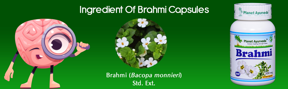 Planet Ayurveda Brahmi Capsules, 60 Capsules, Pack of 1, "A Natural Herbs to calms and relaxes mind"