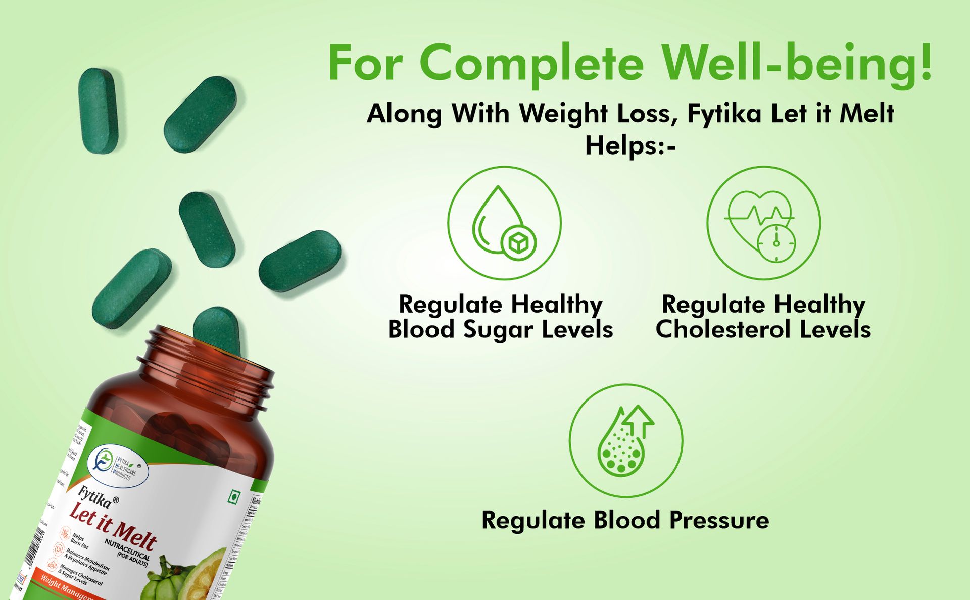 Fytika Let it Melt Weight Management - 120 Tabs Each (Pack of 2) | Garcinia Combogia, Green Coffee, Triphala, Kali Jeeri| Healthy Weight Support for Men & Women
