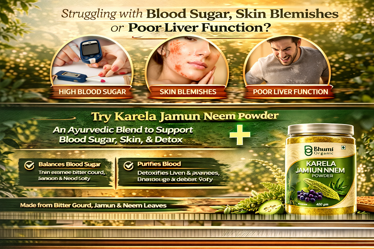 Karela Jamun Neem Powder, 400 gm