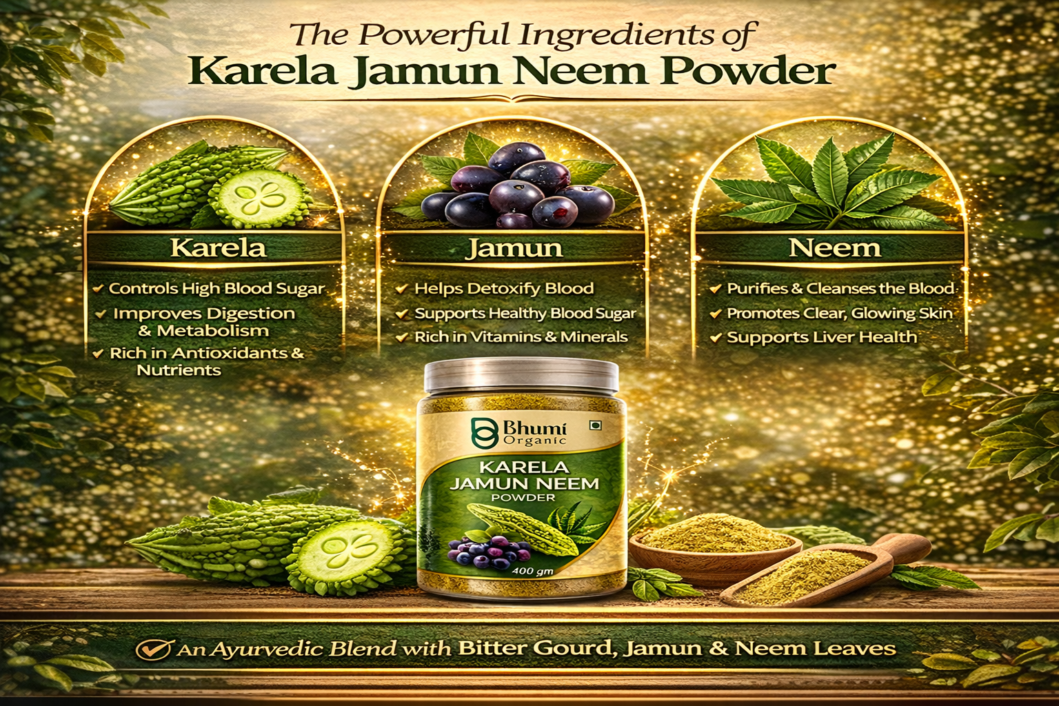 Karela Jamun Neem Powder, 400 gm