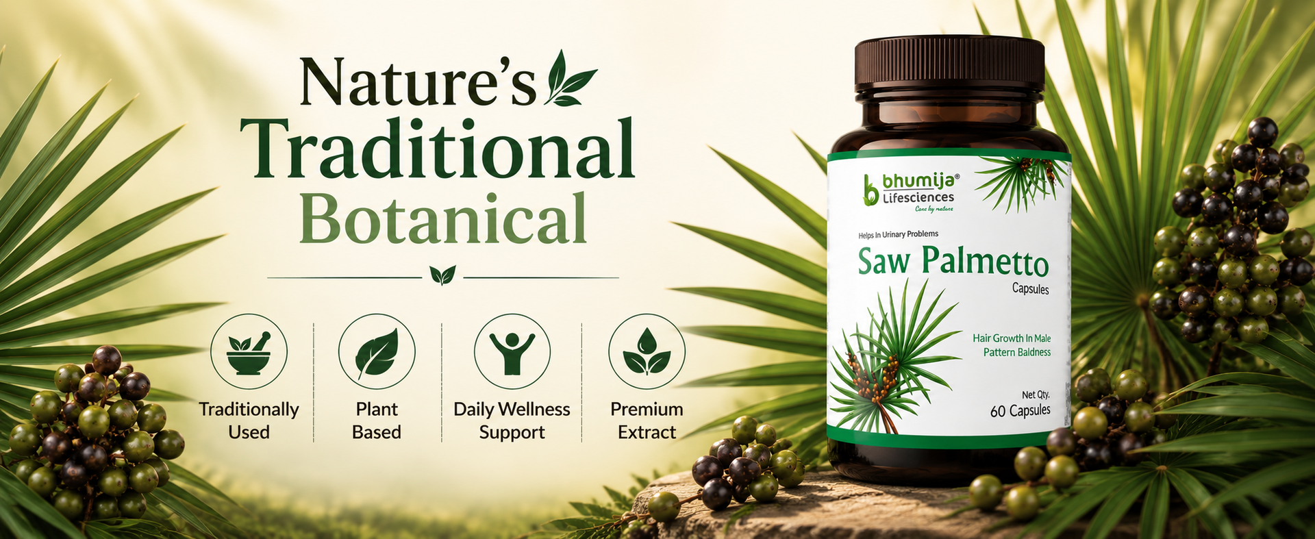 Bhumija Lifesciences Saw Palmetto 460mg with Nettle Root | 60 Caps