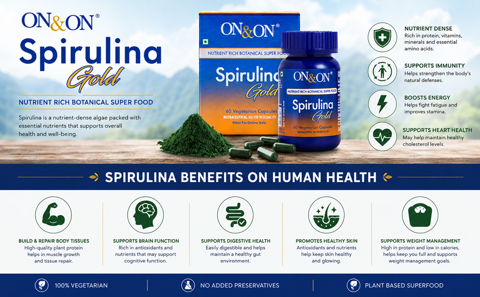 Spirulina Gold Vegetarian Capsules, Pack of 60N